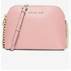 Michael Kors Cindy Pink Large Dome Cross Body Bag